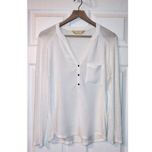 Woman's Vintage Roebuck Long Sleeved White Blouse Shirt (Size Med)